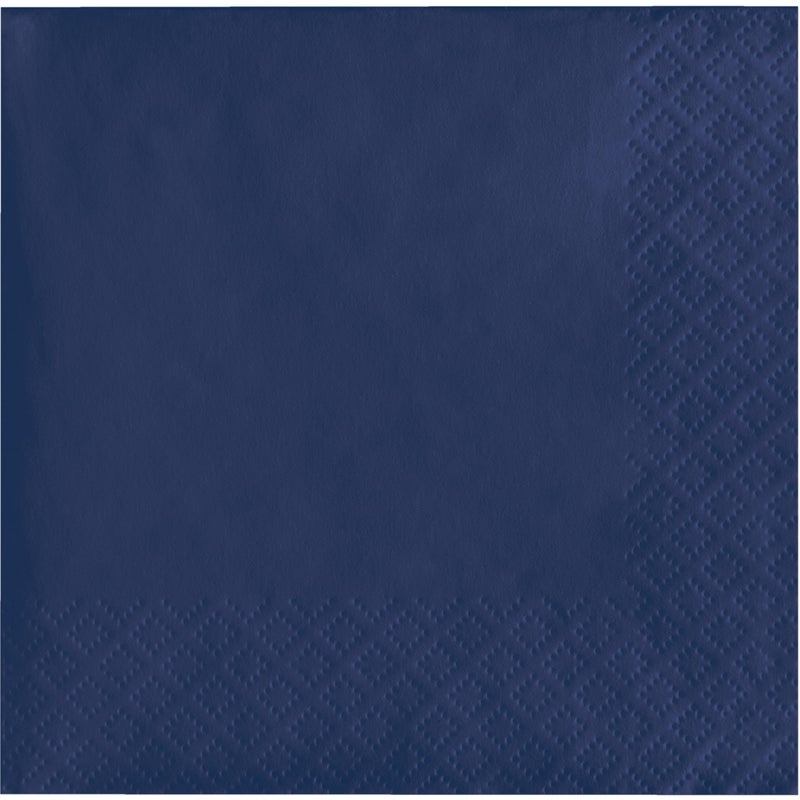 Creative Converting Touch of Color 200 Count 2-Ply Paper Beverage Napkins, Navy Blue , 5" x 5" - 251137 - Image 1